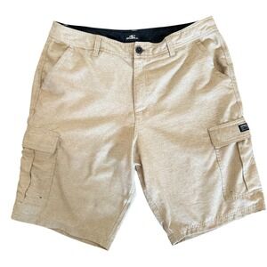 O'Neill Mens Cargo Shorts Tan Polyester‎ Flat Front Outdoor Surf Style Size 36